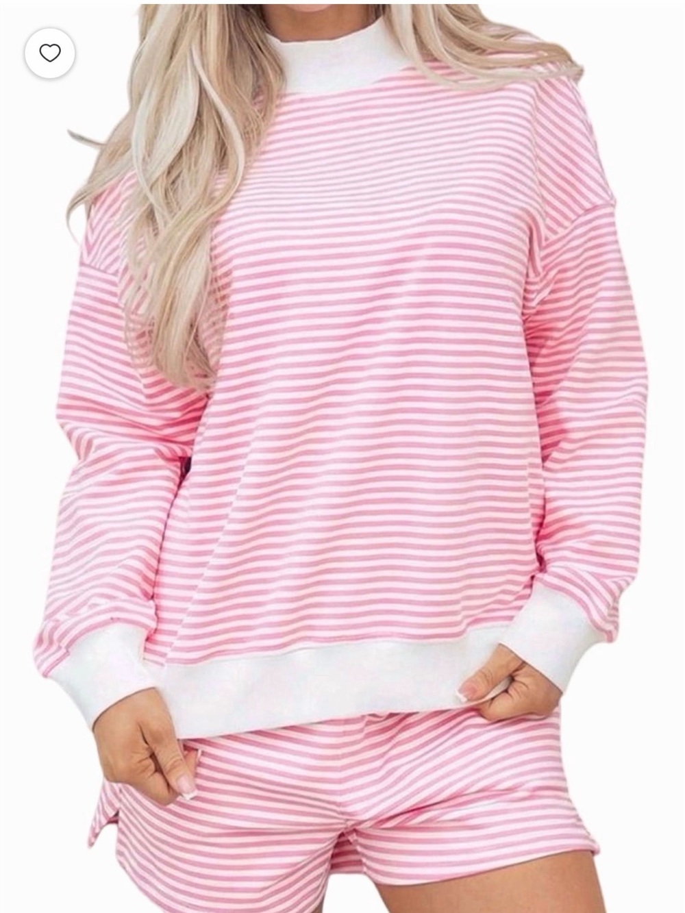 NWOT Large Pink & White Striped Cozy Lounge Set